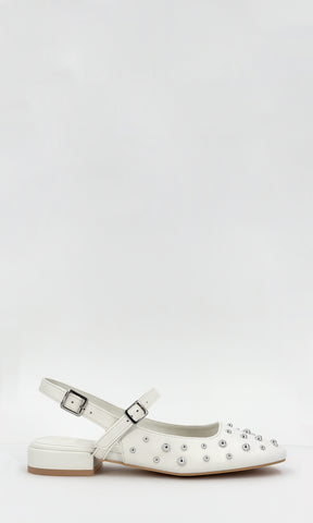 MINETTE ZAPATO DE PUNTA REDONDA CON STRAP EN EMPEINE DISEÑO DESTAPADO ATRÁS PROPUESTA CÓMODA PARA DAMA