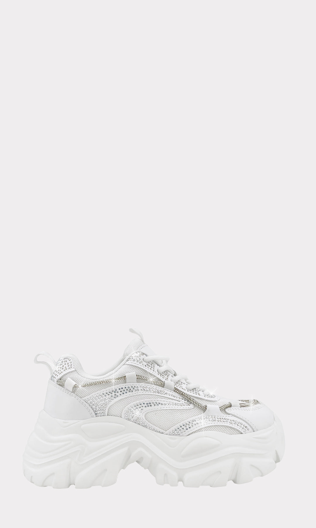MOLLY TENIS LIGEROS DE PLATAFORMA CHUNKY CON BRILLOS EN TIRA ALREDEDOR Y AGUJETAS CRUZADAS AL FRENTE PARA MUJER