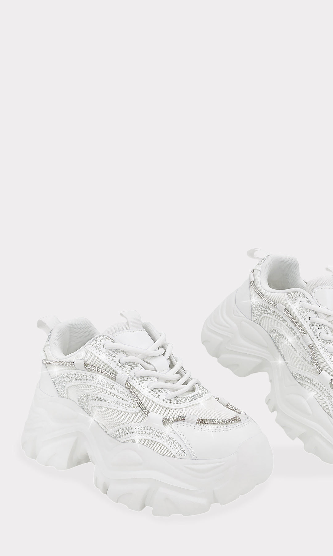 MOLLY TENIS NUDE MULTITEXTURA CON BRILLOS EN DETALLE DE VINIPIEL Y CINTA PLATA ALREDEDOR CON PLATAFORMA CHUNKY DE 5 CM