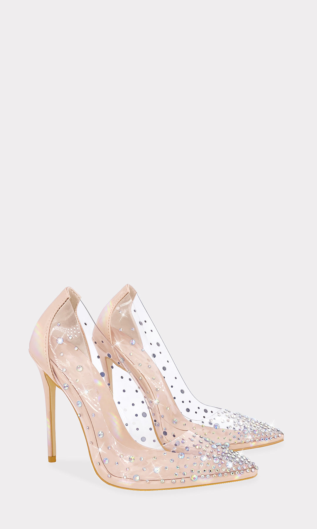 MONTECARLO PUMPS DE CHAROL HOLOGRAMA COLOR NUDE CON TRANSPARENCIAS A LOS LADOS Y TACON DE 11 CM