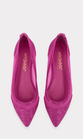 MONY ZAPATOS FLATS CON ESTILO BALERINAS DISEÑO DE METER CON BRILLOS AL FRENTE Y TERMINACION PUNTIAGUDA DE MUJER FASHION