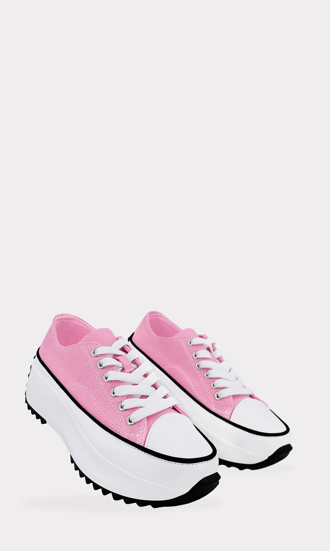 MUMBAI SNEAKERS DE LONETA COLOR ROSA CON VINIPIEL BLANCO Y TACON DE 5 CM