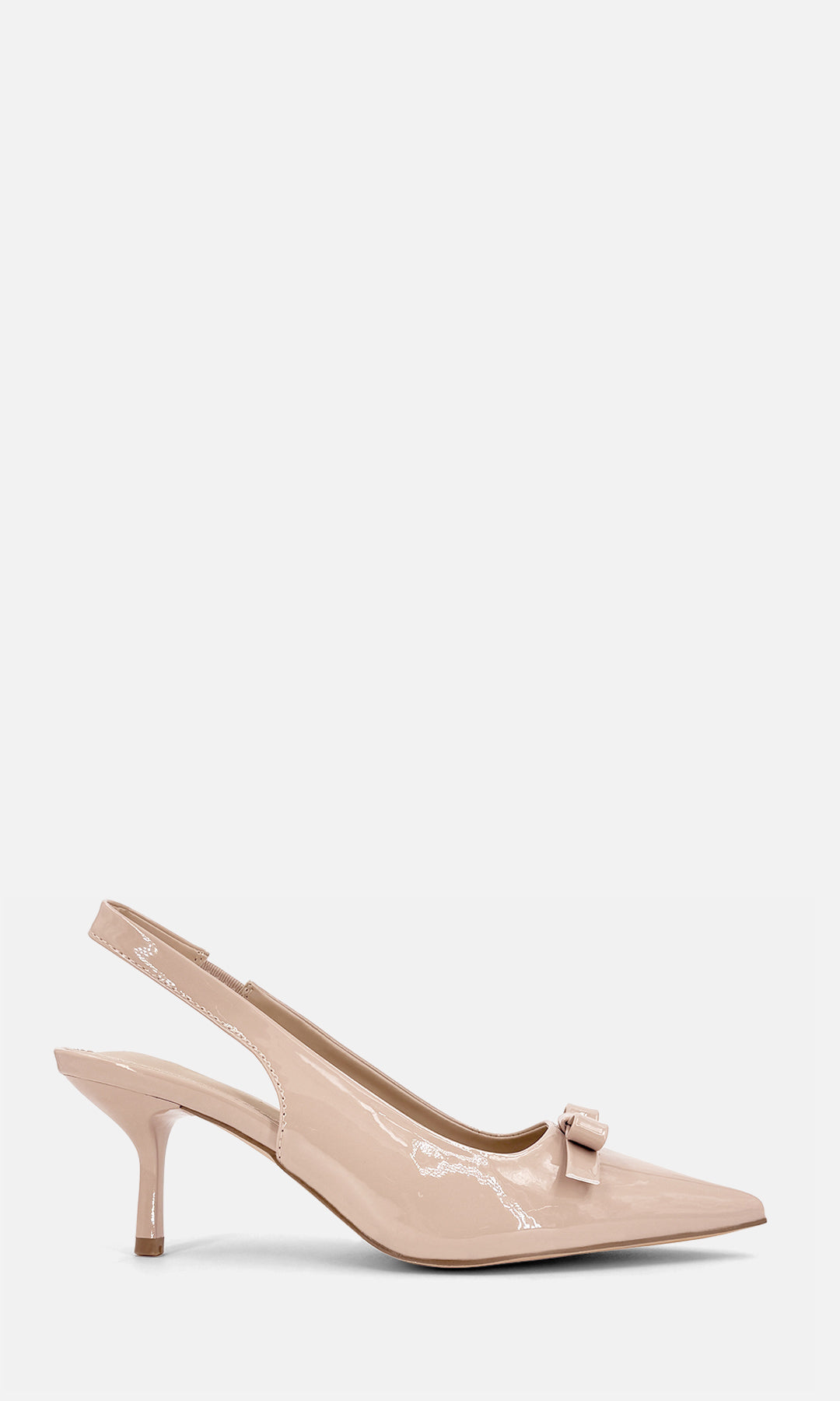 NANCY ZAPATILLAS CERRADAS DE TERMINACION POINY CON DETALLE DE MOÑO PEQUEÑO AL FRENTE Y STRAP EN TALON DESCUBIERTO CON TACON DE AGUJA 
