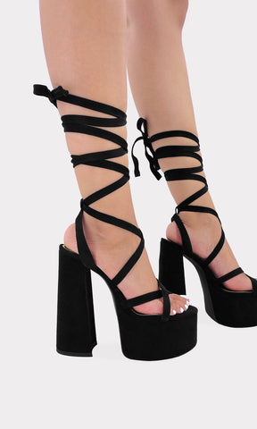 PHOENIX LACE UP HEELS DE PLATAFORMA REDONDA CON TACON ACAMPANADO Y PUNTA REDONDA