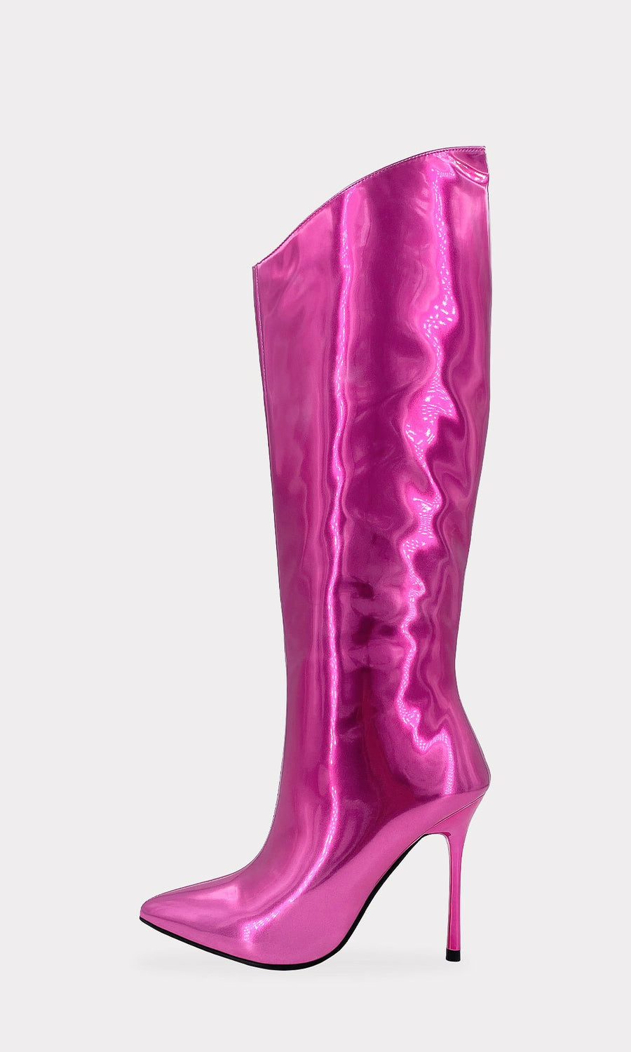 PROMINENT BOTAS DE CHAROL METALICO COLOR ROSA CON TACON FINO Y PUNTA POINTY PARA USAR CON MINI FALDAS