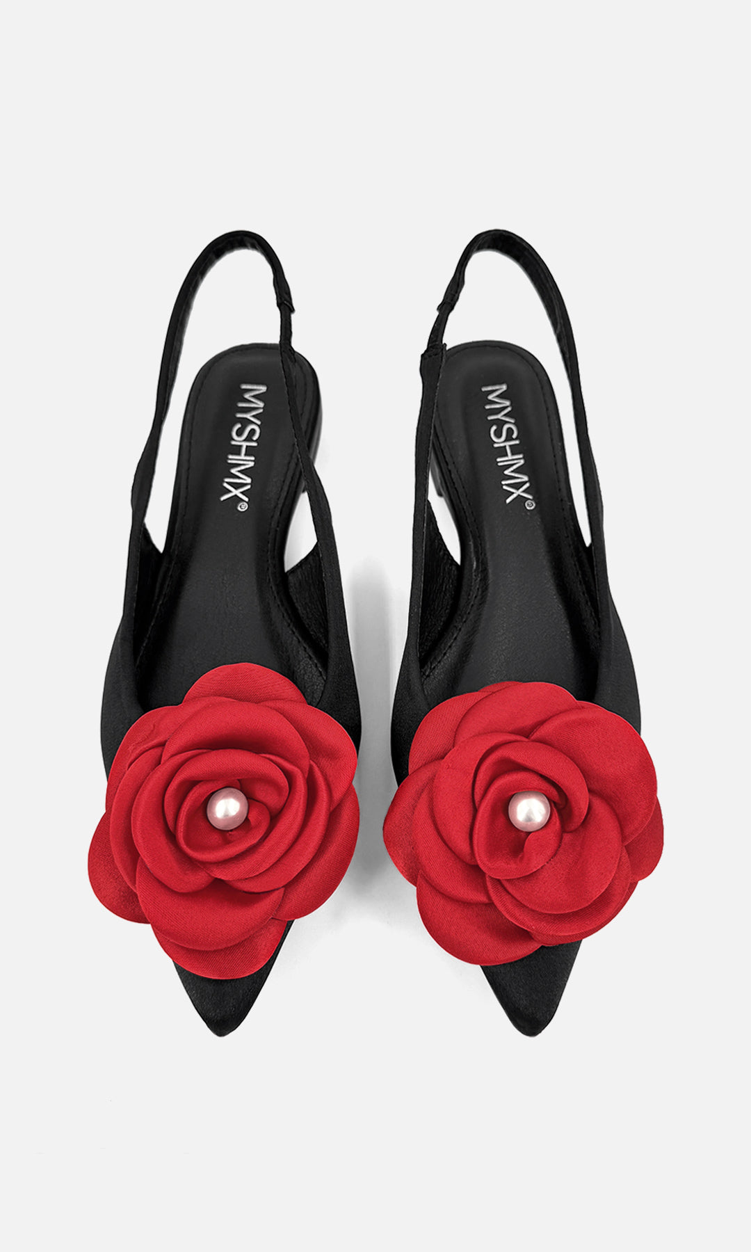 PROMISE FLATS DISEÑO SLINGBACK COMODOS CON PUNTA CERRADA Y DETALLE DE FLOR 3D EN TERMINACION POINTY CON STRAP EN TALON 