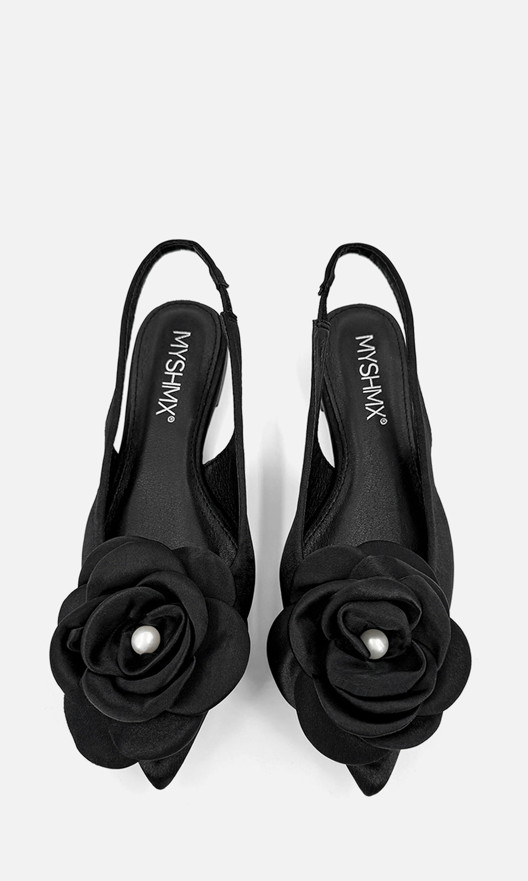 PROMISE ZAPATOS PLANOS DE TERMINACION PUNTIAGUDA CON DISEÑO SLINGBACK Y DETALLE DE FLOR 3D AL FRENTE CON TACON BAJO 