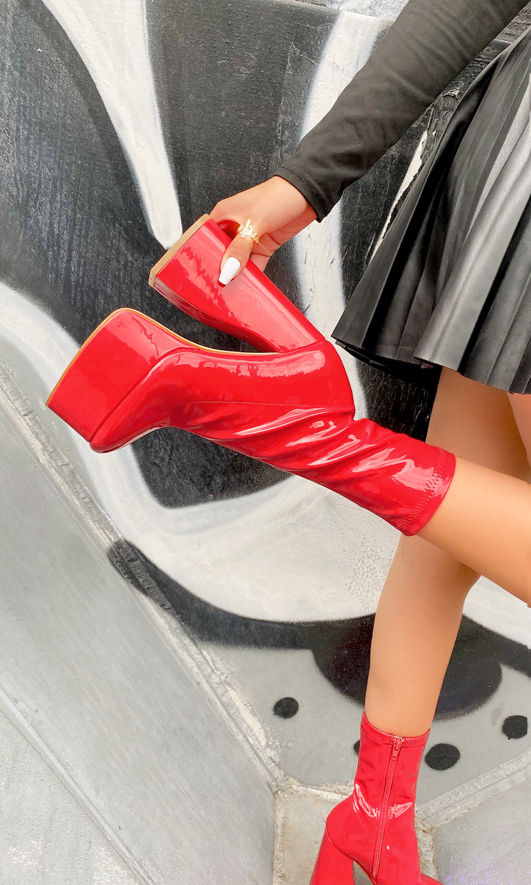 Botas Largas Botas Rojas Cuero Botas De Charol Rojas Altas Botas