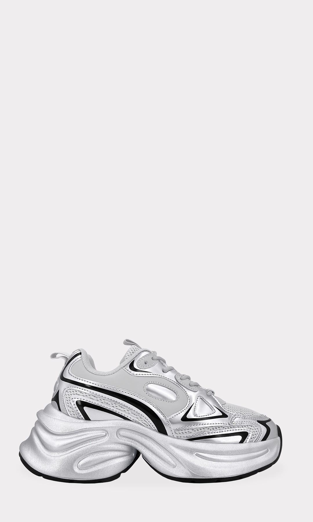 SHANNON SNEAKERS RETRO RUNNER DE PUNTA REDONDA CON AGUJETAS CRUZADAS Y PLATAFORMA GRUESA PARA USAR CON JEANS 