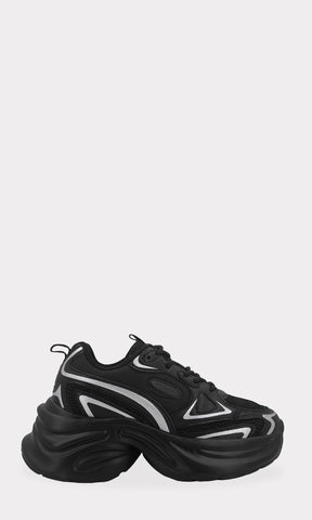 SHANNON SNEAKERS RETRO RUNNING EN TENDENCIA DE PUNTA REDONDA CON AGUJETAS CRUZADAS AL FRENTE DE MUJER
