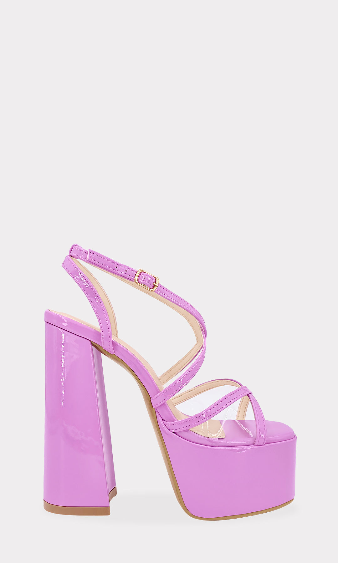 SHARIS ZAPATOS DE PLATAFORMA CUADRADA PARA MUJER CON DOS STRAPS CRUZADOS ARRIBA DE LOS DEDOS TACON GRUESO