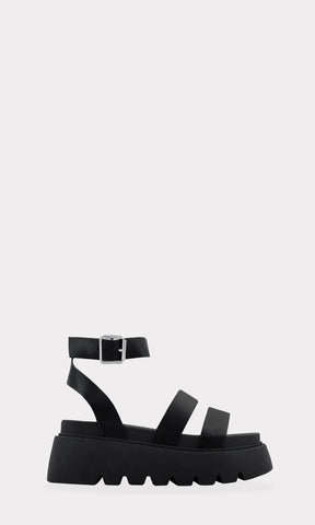 SHAYLA SANDALIAS DE PLATAFORMA DESTALONADAS CON SUELA DENTADA DE PUNTA REDONDA Y HEBILLA GRANDE CUADRADA EN ANKLE STRAP PARA DAMA
