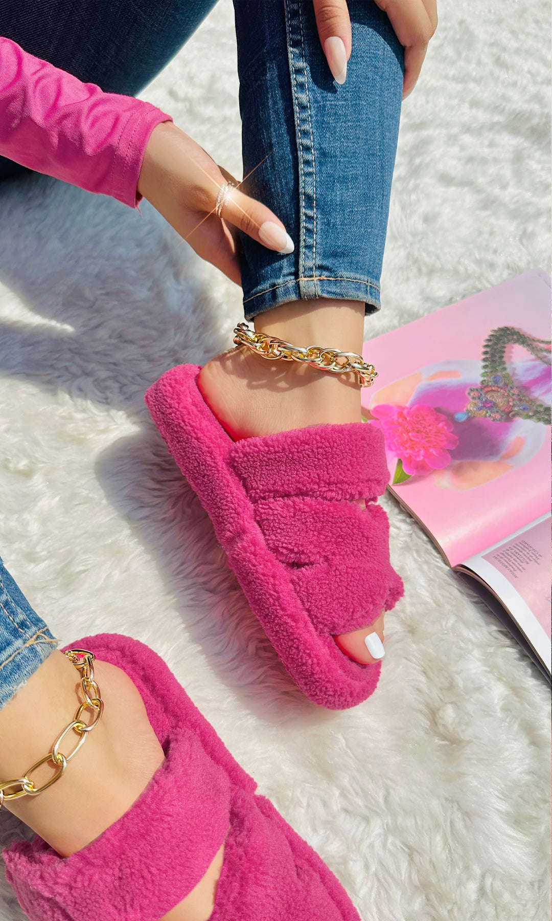 Sandalias Bonitas Chinelas Con Peluche Chanclas De Verano Para