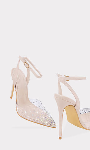 SPARKLE ZAPATOS DE MUJER COLOR NUDE CON PLANTILLA CONFECCIONADA EN CHAROL IRIDISCENTE CON BRILLOS TORNASOL AL FRENTE