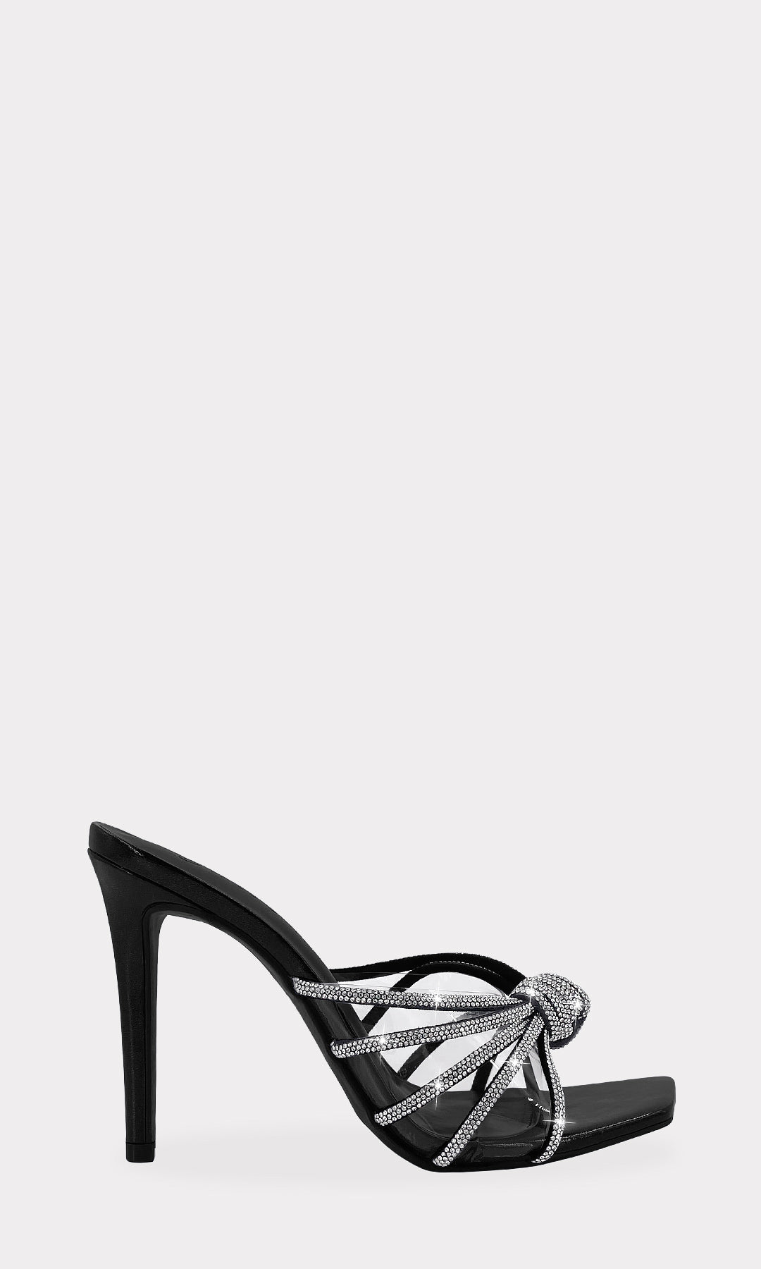 SULLY ZAPATILLAS DE TERMINACION CUADRADA CON STRAP DE MICA TRANSPARENTE SOBRE LOS DEDOS Y TACON DELGADO PARA FIESTA 