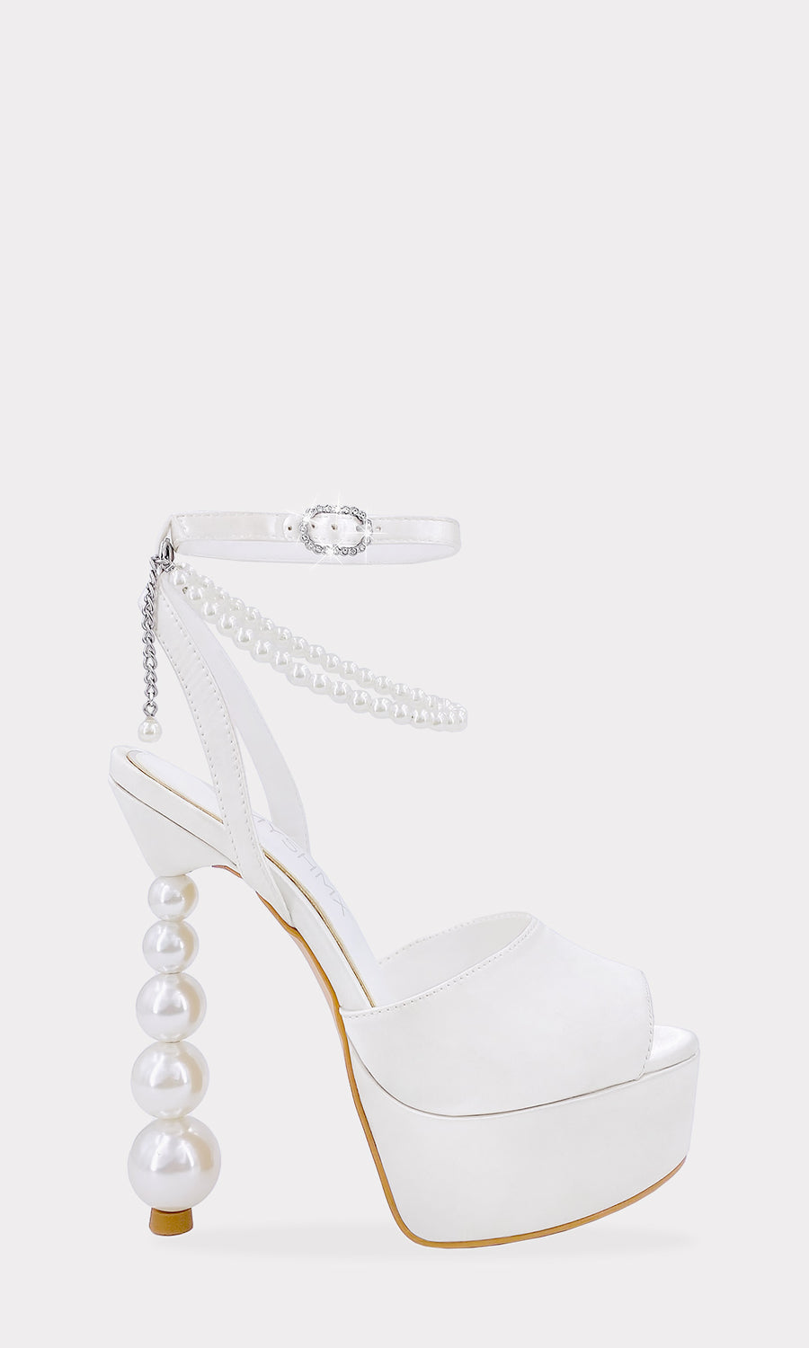 SYMPHONY HEELS BLANCOS DE PLATAFORMA CON TACON DE PERLAS Y ANKLE STRAP PARA LUCIR CON UN VESTIDO AL TONO EN BODAS