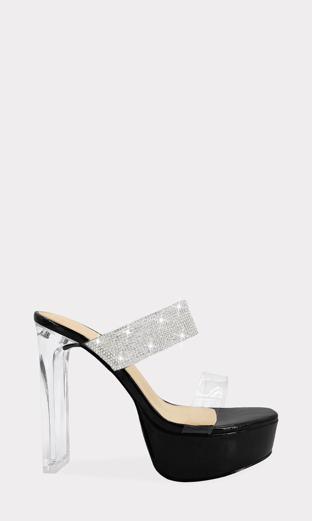 TROOP ZAPATILLAS ABIERTAS DE MODA CON STRAP TRANSPARENTE ARRIBA DE LOS DEDOS CON CINTA DE BRILLOS EN EMPEINE