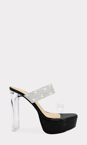 TROOP ZAPATILLAS ABIERTAS DE MODA CON STRAP TRANSPARENTE ARRIBA DE LOS DEDOS CON CINTA DE BRILLOS EN EMPEINE