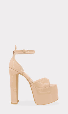 VANILLA PLATFORM SANDALS DE PUNTA CUADRADA CON TALON CUBIERTO Y HEBILLA REDONDA EN ANKLE STRAP 
