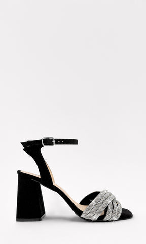 VENUS SANDALIAS ABIERTAS DE TACON CUADRADO CON HEBILLA EN PULSERA Y DOS STRAPS CRUZADOS AL FRENTE