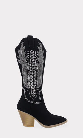 VIANNEY BOTAS VAQUERAS ABAJO DE LA RODILLA CON TERMINACION PUNTIAGUDA Y DISEÑO EN FORMA DE ALAS A LOS COSTADOS PARA DAMA