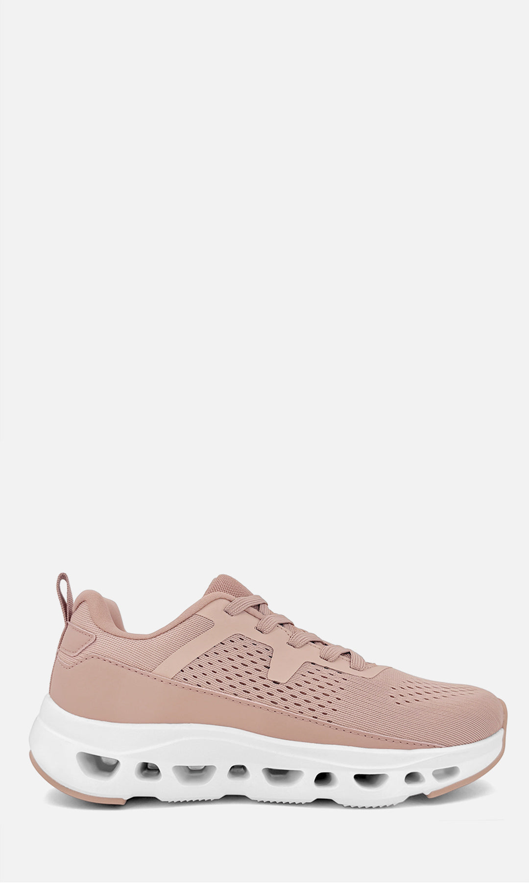 Tenis ZINNIA ROSA de tejido y vinipiel con plataforma de 2.5 cm y tacón de 4 cm, vista lateral