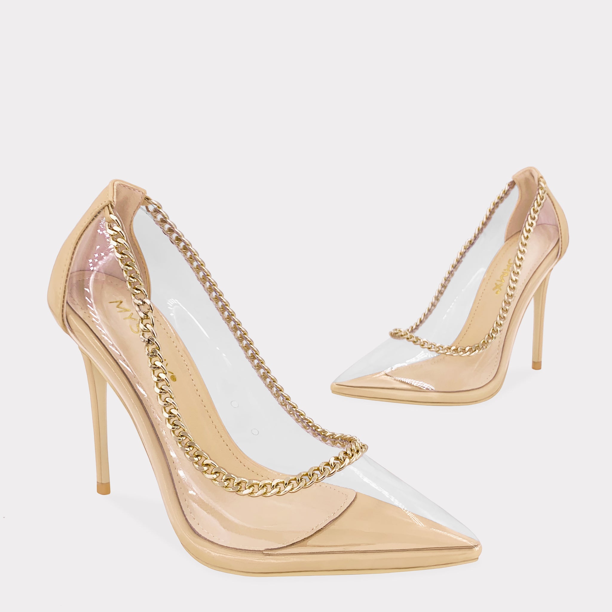 AFFAIR HEELS PVC DE MODA  CON CHAROL COLOR NUDE 