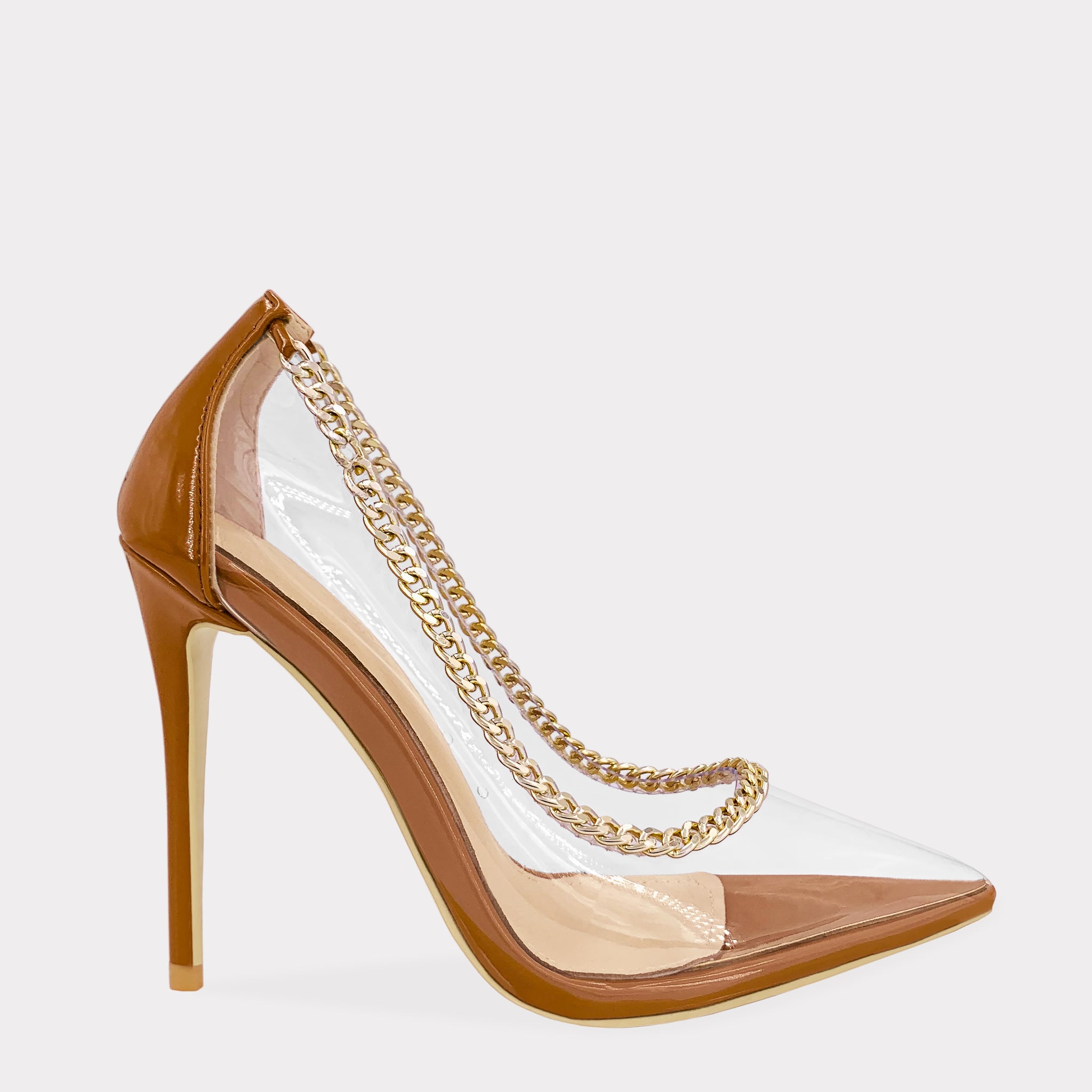 AFFAIR TACONES FASHION DE MICA TRANSPARENTE CON CADENAS 