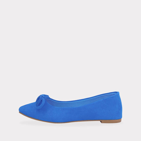 DARCELL FLATS DE GAMUZA COLOR AZUL CON SUELA FINA Y PUNTA POINTY