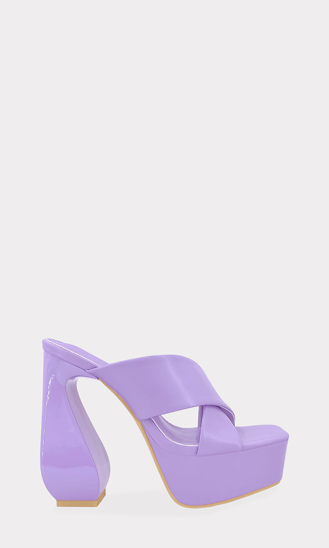 DARLING HEELS DE VINIPIEL COLOR MORADO LILA CON TACON GRUESO DE 14 CM Y DOS STRAPS GRUESOS AL FRENTE