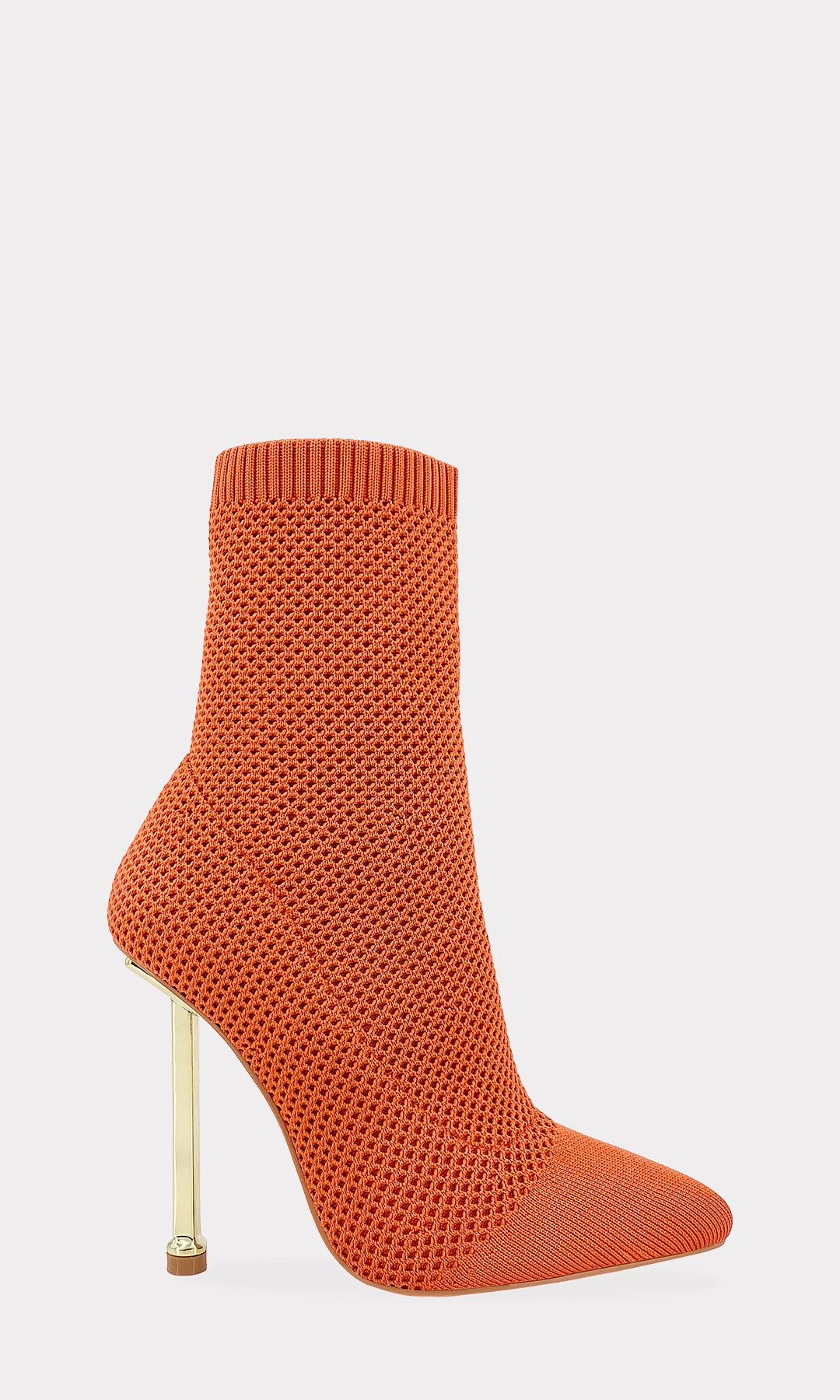 DIVINE SOCK BOOTS DE TEJIDO ELASTICO COLOR NARANJA DE PUNTA POINTY CON TACON FINO PARA MUJER