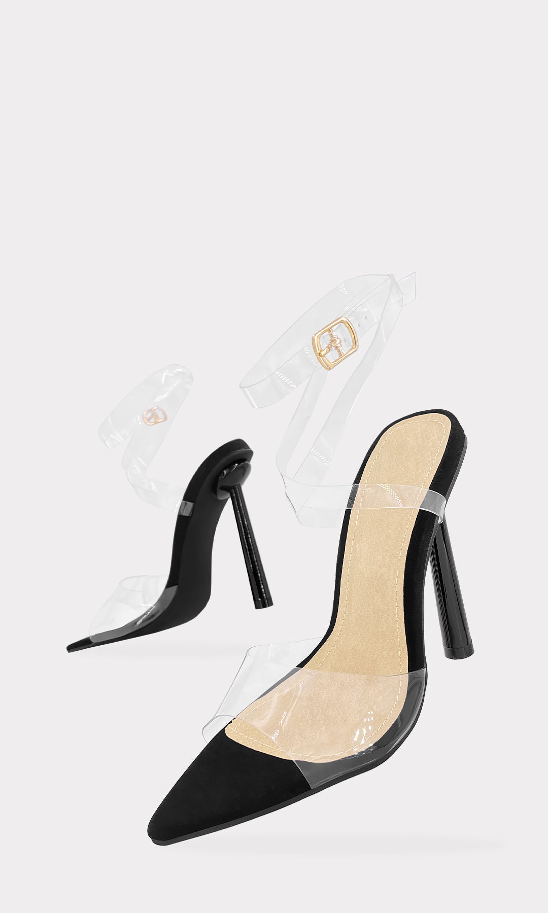 FABBY ZAPATILLAS CON PUNTA EN PICO Y TRANSPARENCIAS EN ANKLE STRAP DE DOBLE VUELTA