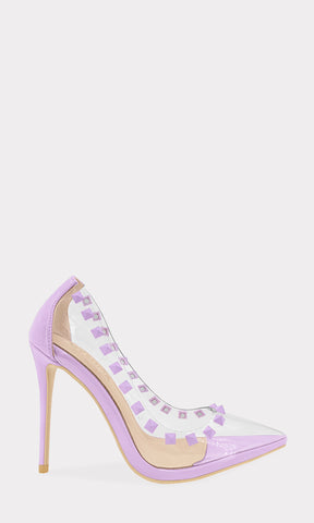 JOLLIE TACONES LILAS CON CLEAR PVC Y ESTOPEROLES AL TONO 