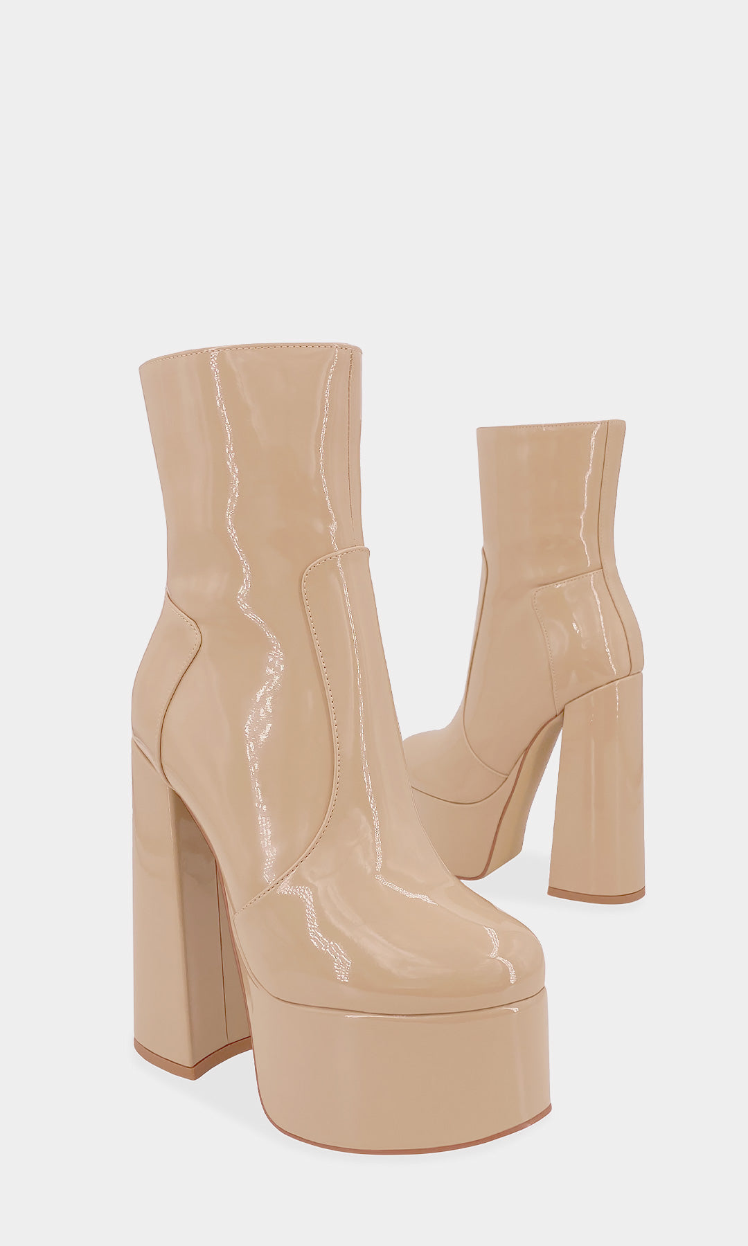 KIM BOTINES DE CHAROL NUDE CON SUELA FINA Y PLATAFORMA DE 5.5 CM PARA DAMA