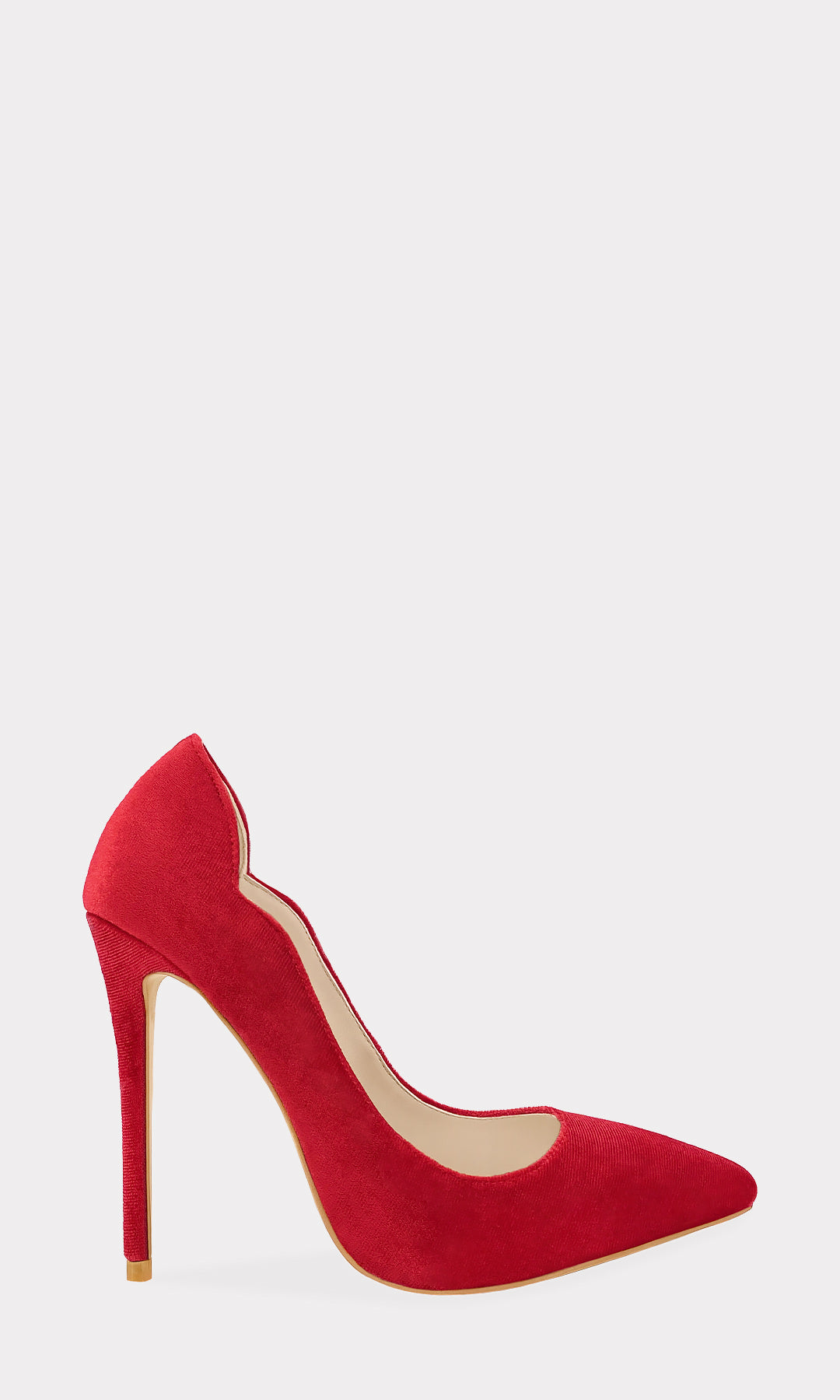 LIPSTICK HEELS SEXYS DE TERCIOPELO COLOR ROJO CON TALON CUBIERTO Y PUNTA POINTY