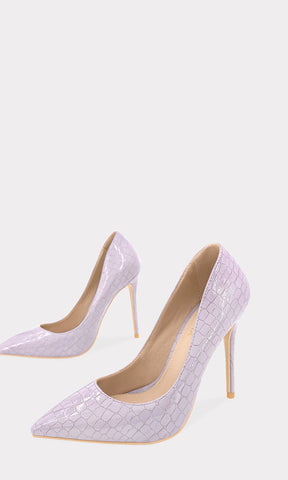 LOVELY PUMPS DE PIEL SINTETICA COLOR LILA EN TENDENCIA CON FORRO TEXTURIZADO 