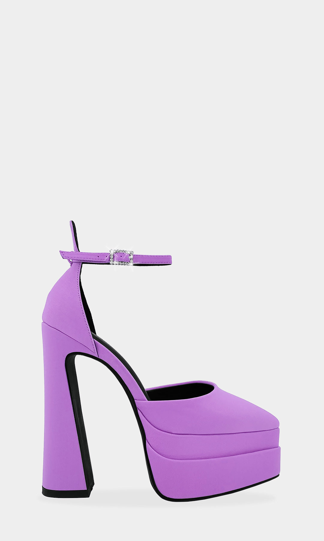 LUCKY PLATFORM HEELS DE LICRA COLOR MORADO CON TACON ANCHO Y TALONERA ALTA