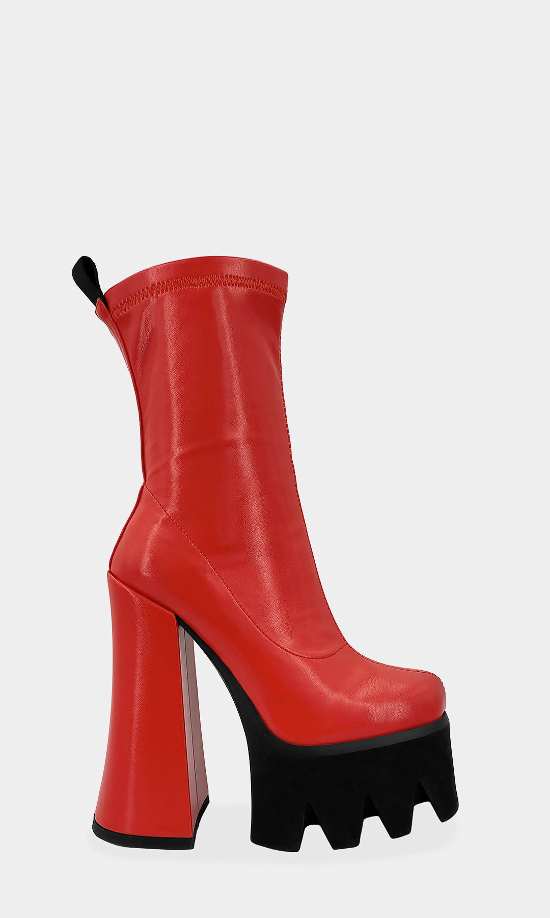 PUNK ANKLE BOOTS DE VINIPIEL ROJO Y PLATAFORMA TIPO TRACK DE 5.5 CM