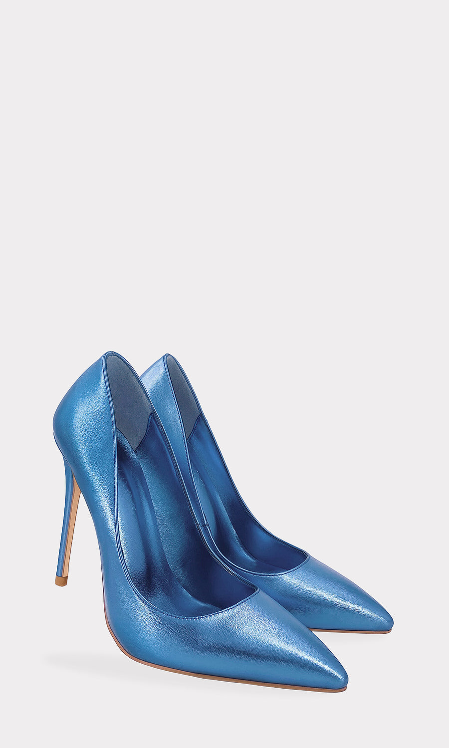 SOLID STILETTOS DE VINIPIEL METALICO COLOR AZUL PARA COMBINAR CON VESTIDOS AJUSTADOS EN FIESTAS DE DIA