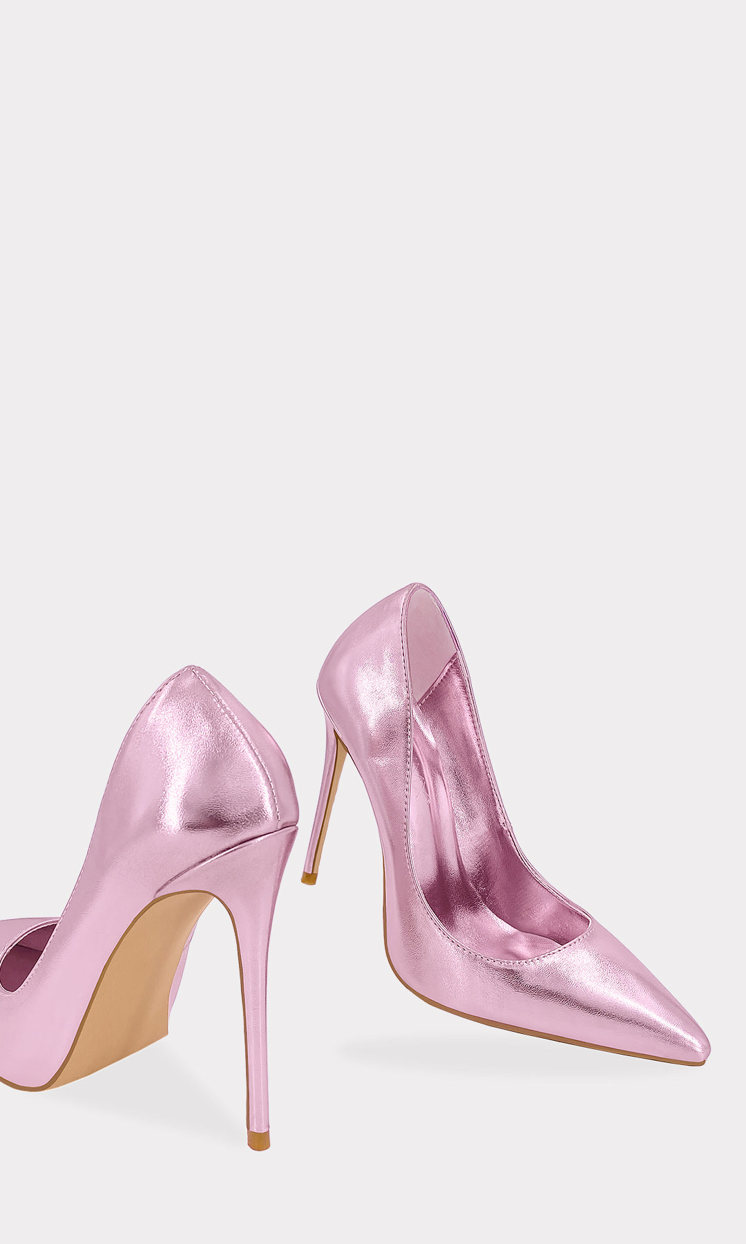 SOLID STILETTOS DE VINIPIEL METALICO COLOR ROSA CON SUELA FINA Y TACON DELGADO