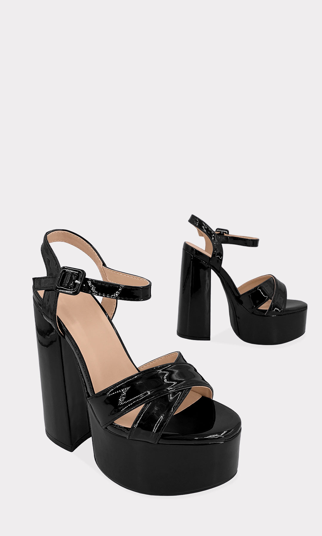 STRUCTURE HEELS DE CHAROL NEGRO CON PLATAFORMA REDONDA DE 4 CM PARA USAR EN OFICINA